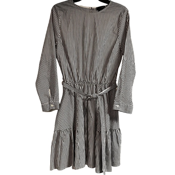 Aqua Dresses & Skirts - Aqua Gray And White Striped Long Sleeve‎ Sundress Belted, Women's Size Large
